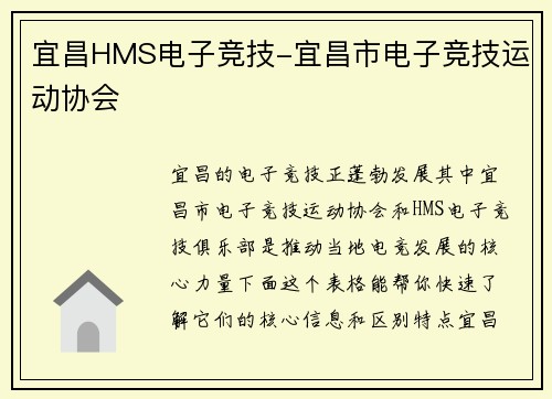 宜昌HMS电子竞技-宜昌市电子竞技运动协会